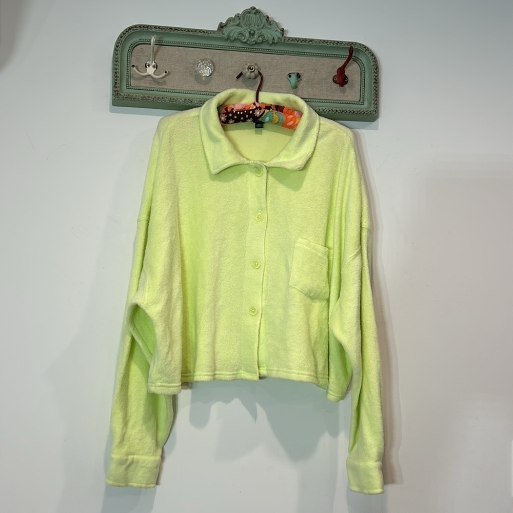 Wild Fable Soft Cozy Fleece slouchy crop long sleeve button up plus size xxl
